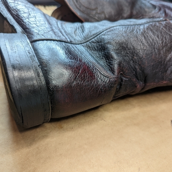 Lucchese Boots men's size 10 D. Exotic Genuine Black Cherry Smooth Ostrich leath - Picture 8 of 13